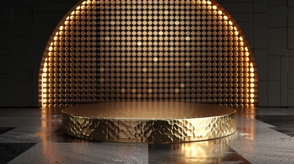 Wall Mural - Golden podium with a modern 3D design