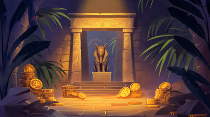 The Ancient Egyptian background isolation for game background, Illustration