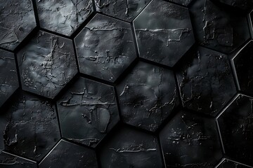 Wall Mural - Black hexagons with lights background