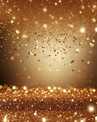 Wall Mural - bronze glitter and confetti background with bokeh
