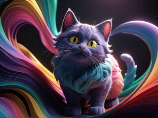  Dreamy scene of a cat gazing at the moonlit night sky