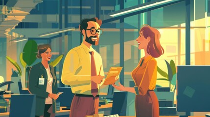 Illustration of a happy employee receiving recognition at work