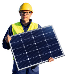 Aufkleber - Worker with solar panel.