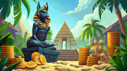 The Ancient Egyptian background isolation for game background, Illustration