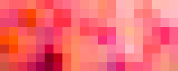 Wall Mural - colorful pixel pink shades colors red grid mosaic pattern coral magenta abstract palette background banner