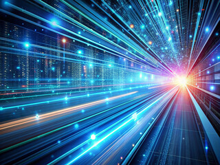 Wall Mural - fiber optic cable on a blue background. 3d illustration.