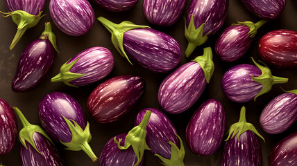 Wall Mural - Fresh eggplants with small areas of spoilage