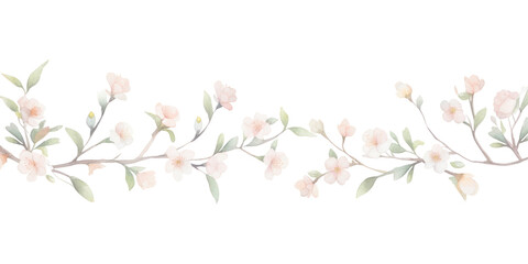 Sticker - PNG Blossoms as divider watercolour illustration pattern flower plant.