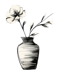 Wall Mural - PNG Flower plant vase drawing.