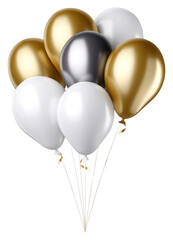 Wall Mural - PNG White and gold party balloons Balloons air isolated celebration anniversary decoration.