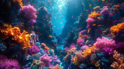 Wall Mural - Vibrant Underwater Coral Reef Ecosystem