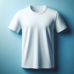 Canvas Print - Blank White T-Shirt Mockup Template On Blue Background