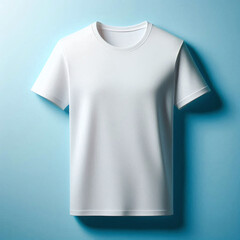 Sticker - Blank White T-Shirt Mockup Template On Blue Background