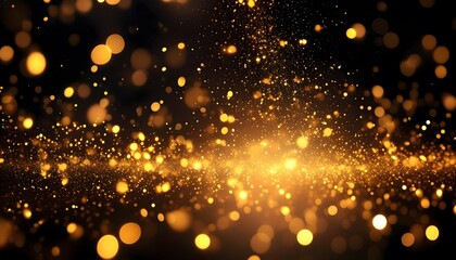 Wall Mural - Yellow particles abstract bokeh background