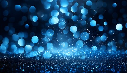 Wall Mural - Blue particles abstract bokeh background