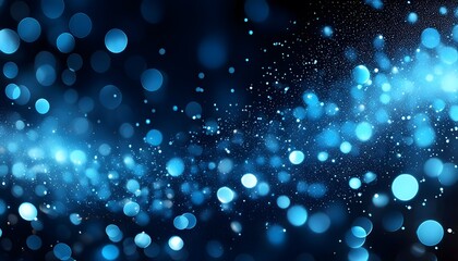 Wall Mural - Blue particles abstract bokeh background
