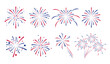 © Tally 18 - Fireworks Fourth of July.Set of fireworks with a red and blue stars and sparks . United states of america independence day fireworks. Red, blue fireworks for 4th of July .