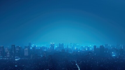 Wall Mural - Blue background, large area of blank space, with a sense of technology. The lower part of the screen is the city, the future city,