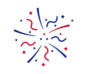 Wall Mural -  Fireworks Fourth of July.Fireworks with a red and blue stars and sparks . United states of america independence day fireworks. Red, blue fireworks for 4th of July .