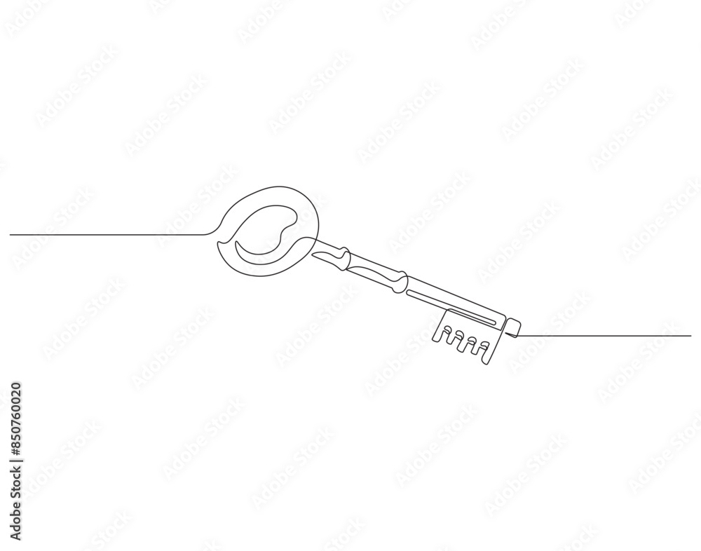 Continuous one line drawing of key. One line drawing illustration of ...