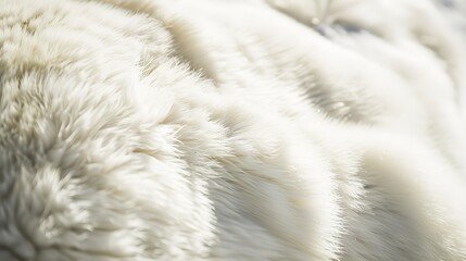 Wall Mural - Close-up of polar bear fur, gentle natural light, thick and white with coarse texture. 