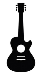 Canvas Print - PNG Guitar logo icon silhouette white background performance.