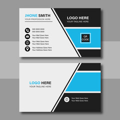 Clean Corporate Business Card Layout with blue color. Modern unique creative business card. Business card for business and personal use. Vector illustration design, Print ready,