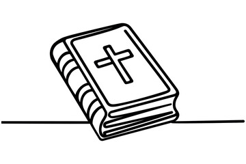 Bible one line continuous. Line art Holy bible. Vector illustration