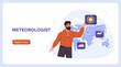 © Mental Health - Man meteorologist poster. Guy lead weather forecast. TV presenter near map. Meteorological television show. Landing webpage design. Cartoon flat vector illustration isolated on white background