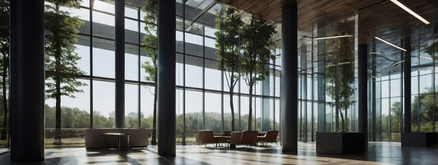 Wall Mural - Glass office with eco-friendly design, trees
