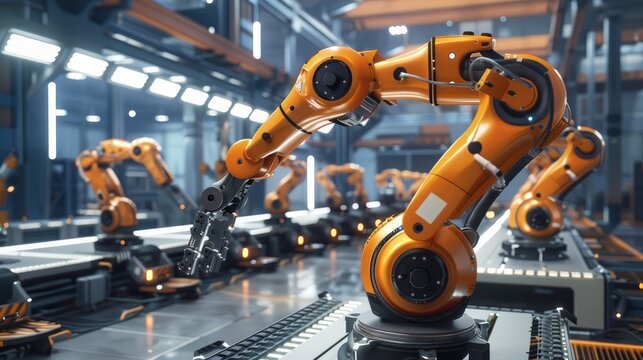 fully automated factory utilizing robotics and AI for efficient production lines AI generated