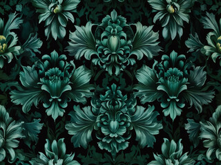 Wall Mural - Gorgeous abstract floral wallpaper in green.