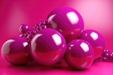 Wall Mural - Shiny Pink Spheres Abstract Art