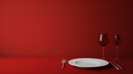 valentines day, red luxury dining table setting