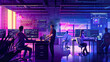 © IntelliPixelForge - An immersive depiction of programmers working on software in a modern office