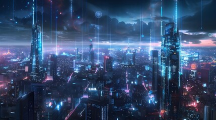 Wall Mural - 5g wireless network ai big data communication pathways science technology web high speed internet we