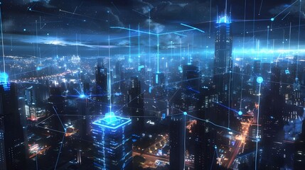 Wall Mural - 5g wireless network ai big data communication pathways science technology web high speed internet we
