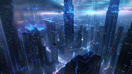 Wall Mural - 5g wireless network ai big data communication pathways science technology web high speed internet we