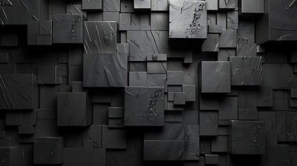 Wall Mural - A wall of black cubes