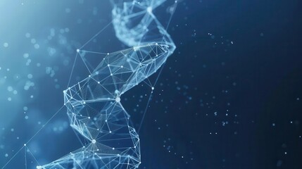 Wall Mural - abstract 3d polygonal wireframe dna molecule on blue background innovative biotechnology concept ill