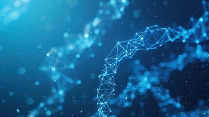 Wall Mural - abstract 3d polygonal wireframe dna molecule on blue background innovative biotechnology concept ill