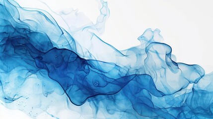 Wall Mural - abstract fluid art background with vibrant blue watercolor paint strokes on white digital painting