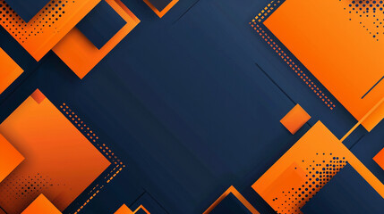 Wall Mural - Orange and Navy Blue square shape background presentation design