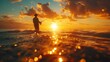 © almeera - Silhouette of a Fisherman Against a Sunset Sky