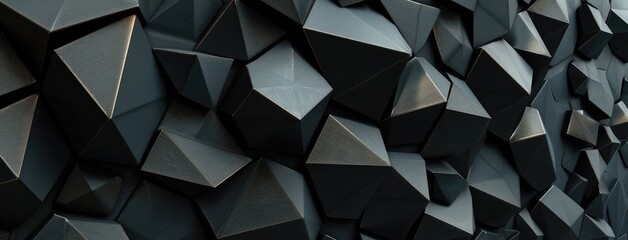 Poster - Abstract Black Geometric Shapes 3D Background