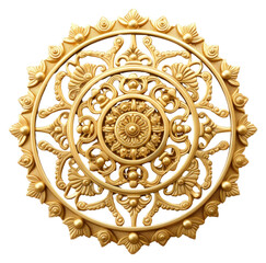 Wall Mural - PNG Gold dharmachakra jewelry brooch white background.