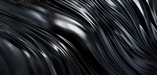 Poster - Elegant Black and Silver Swirl Abstract Background