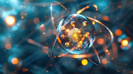 Wall Mural - atomic intricacy mesmerizing electron microscopic structure of hydrogen atom 3d rendering