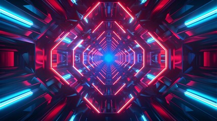 Red Blue Tunnel Abstract Background