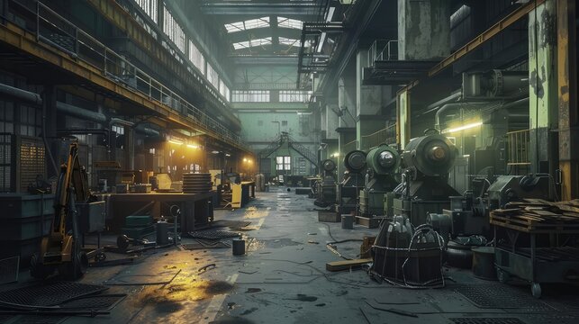 Atmospheric Industrial Warehouse Interior